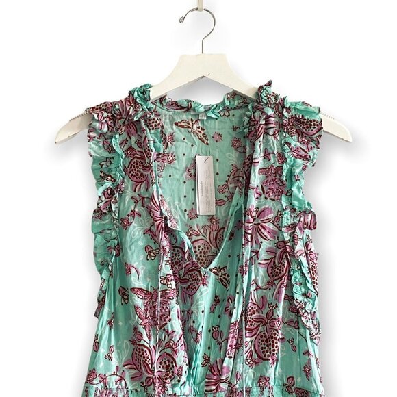 NWT  Poupette St Barth Triny Floral Mini dress, Size XS, Aqua Grenade - Picture 8 of 16